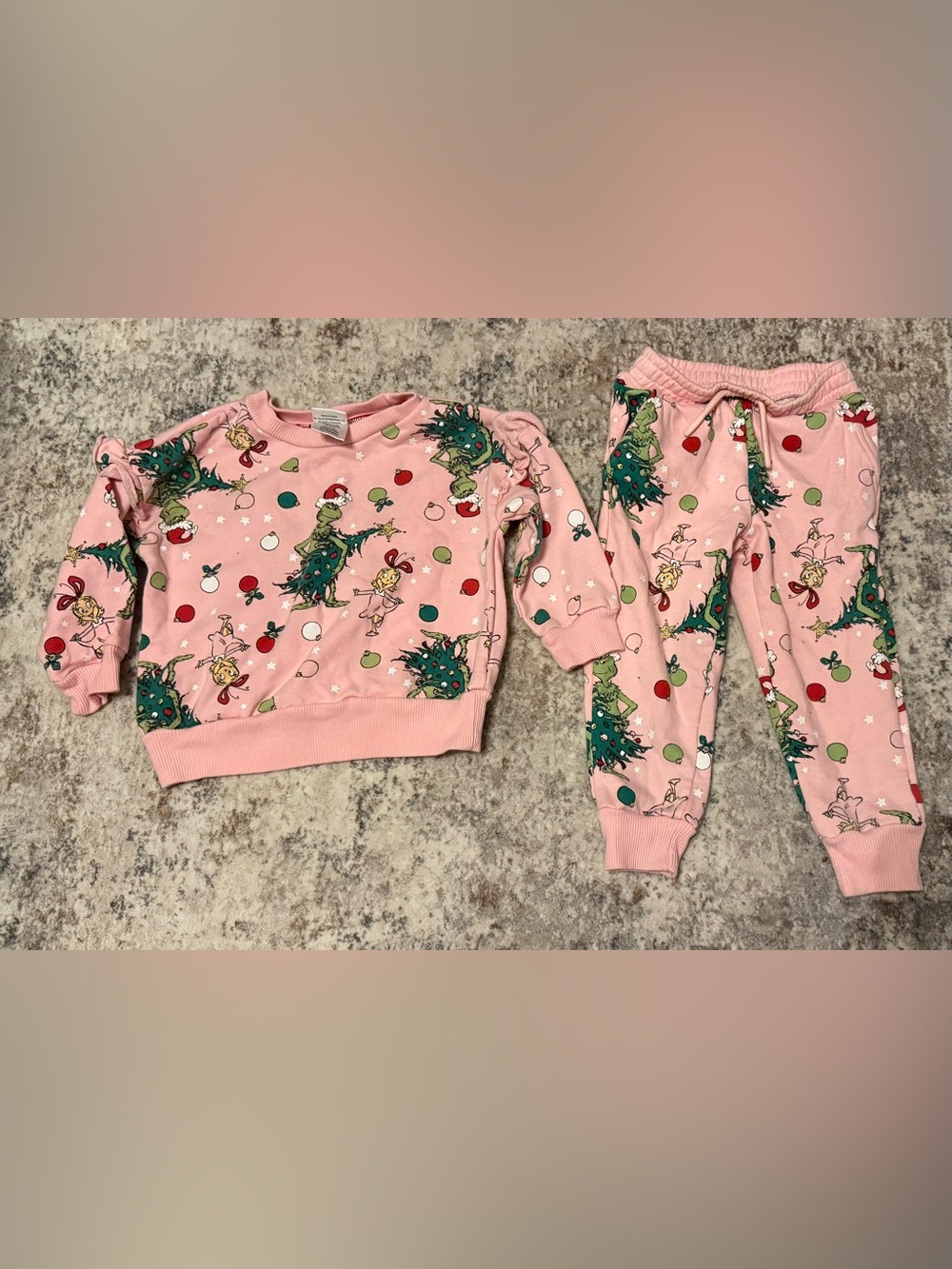 Pink girls Grinch Holiday Christmas Set